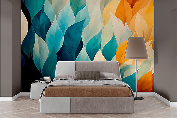 Colorful leaves in a row Wall murals Colorful leaves in a row