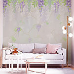 Wall murals Wallpaper with purple flowers