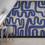 Wall murals Blue lines on a white background