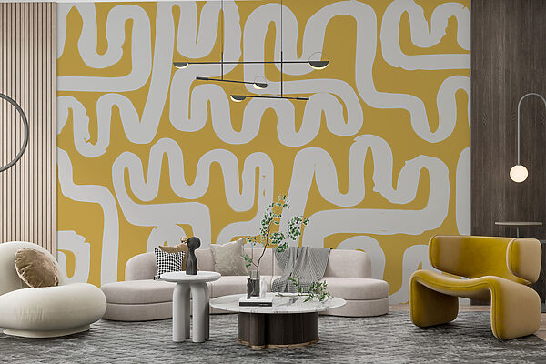 White and yellow maze Wall murals White and yellow maze
