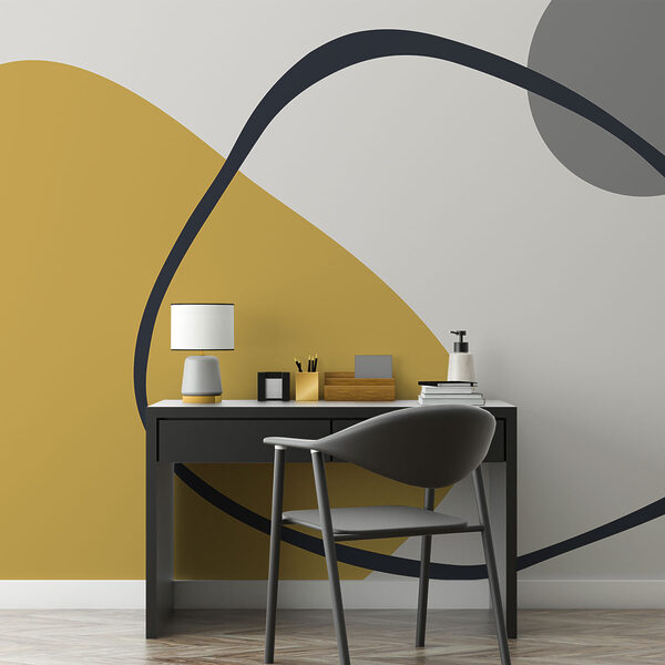 Yellow and grey and black shapes Wall murals Yellow and grey and black shapes
