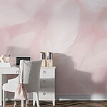 Wall murals Feather dreams in soft pink hues.