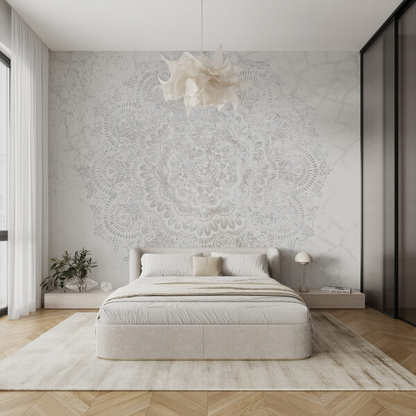 White circular pattern on a white surface Wall murals White circular pattern on a white surface