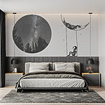 Wall murals Moon and a person on a swing