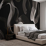 Wall murals Black and white background with white smoke