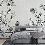 Wall murals Drawing of flowers and leaves