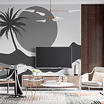 Wall murals Palm tree and a sun