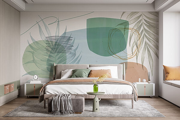 Abstract Botanical Shapes and Lines Wall murals Abstract Botanical Shapes and Lines
