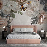 Wall murals Group of flowers with butterflies