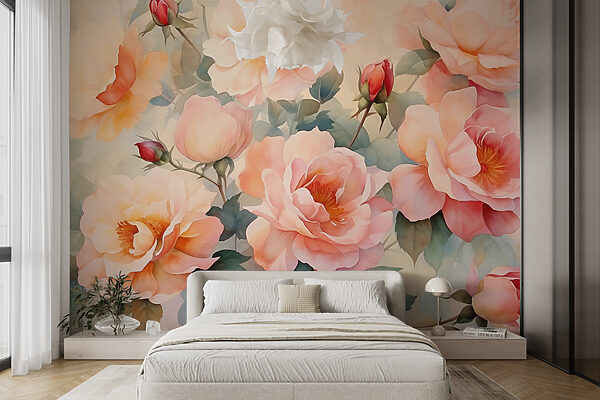 Painting of flowers on a wall Wall murals Painting of flowers on a wall