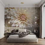 Wall murals Creamy petals unfold in light