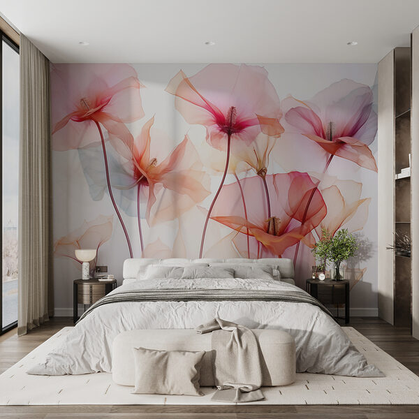 Group of flowers with transparent petals Wall murals Group of flowers with transparent petals