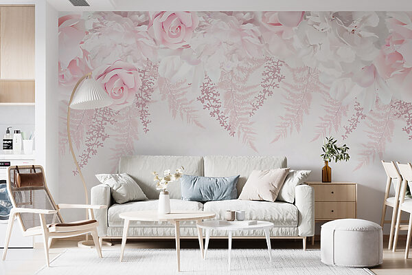 Group of flowers and leaves Wall murals Group of flowers and leaves
