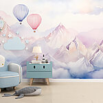 Wall murals Group of hot air balloons in the sky over mountains