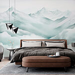 Wall murals Mountain range with clouds