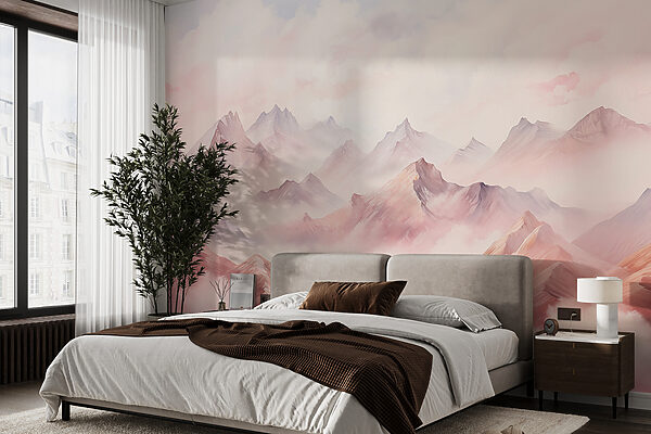 Painting of mountains and clouds Wall murals Painting of mountains and clouds