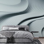 Wall murals White and grey wavy lines