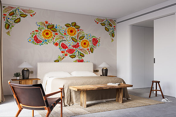 Map of ukraine with flowers Wall murals Map of ukraine with flowers