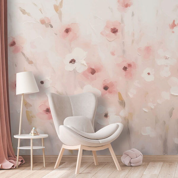 Wall mural Wall mural Painting of flowers on a white background (SKU: w01818)