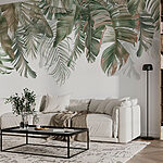 Wall murals Row of green and brown leaves