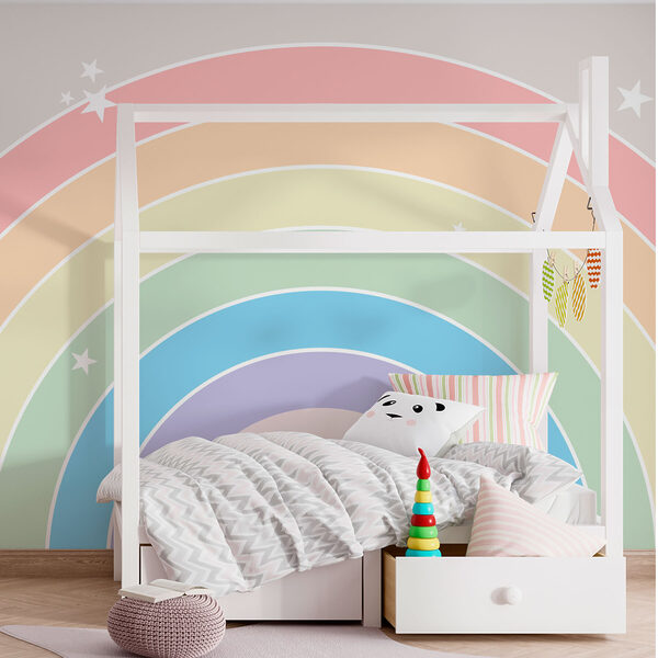 Rainbow with stars in the sky Wall murals Rainbow with stars in the sky