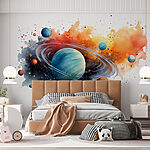 Wall murals Watercolor of planets and stars