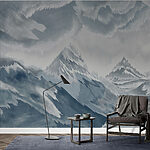 Wall murals Painting of mountains and clouds