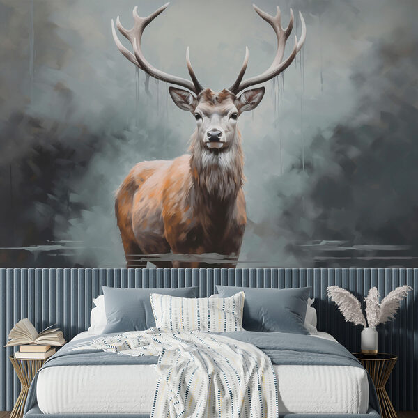 Deer standing in water Wall murals Deer standing in water