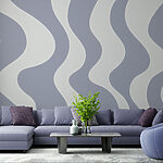 Wall murals Grey and white wavy lines