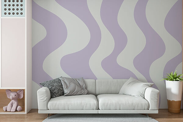Purple and white wavy lines Wall murals Purple and white wavy lines