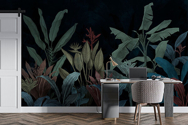 Wall murals Wall murals Nighttime Serenade in Green and Blue (SKU: w01834)
