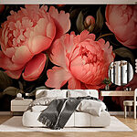 Wall murals Lush blooms emerge in darkness