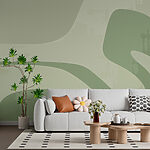Wall murals Green and white background