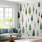 Wall murals Pattern of trees on a white background
