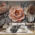 Wall murals Group of flowers with leaves