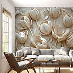 Wall mural Group of white flowers