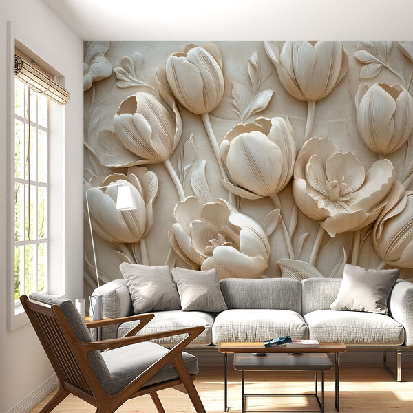 Wall mural Group of white flowers
