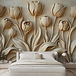 Wall mural Elegant Beige Tulip Sculptures Bloom