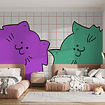 Wall murals Purple and green cat