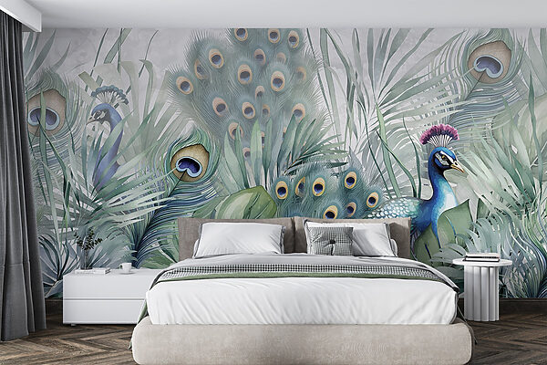 Peacocks and plants Wall murals Peacocks and plants