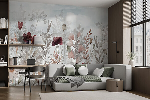 Painting of flowers and plants Wall murals Painting of flowers and plants