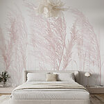 Wall murals Group of grass with pink flowers