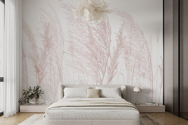 Group of grass with pink flowers Wall murals Group of grass with pink flowers