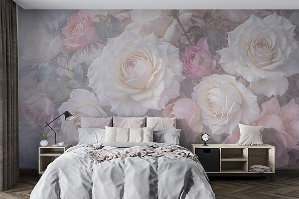 Group of white and pink roses Wall murals Group of white and pink roses