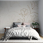 Wall murals Drawing of flowers on a white background