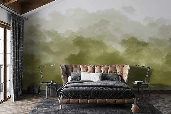 Wall mural Green smoke in the air