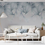 Wall murals Silver leaves in soft watercolor wash.