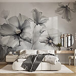 Wall murals Group of flowers in a white background