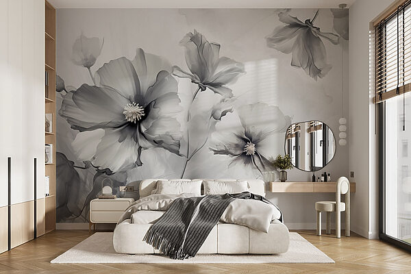 Group of flowers in a white background Wall murals Group of flowers in a white background
