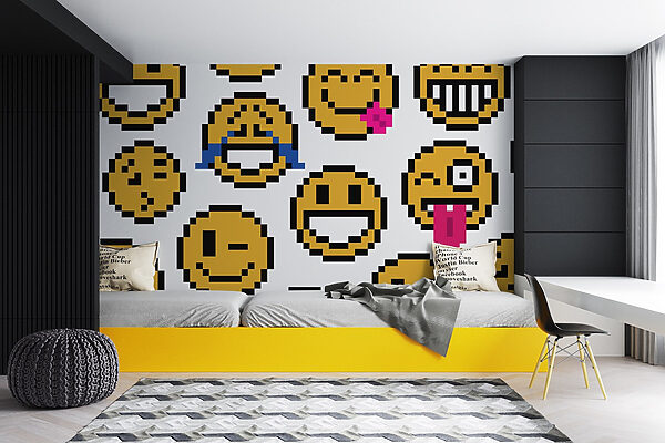 Group of yellow smiley faces Wall murals Group of yellow smiley faces